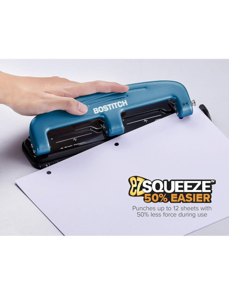 Perforadora Bostitch EZ Squeeze 12 Hojas Azul 2103
