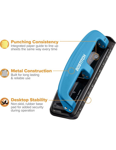 Perforadora Bostitch EZ Squeeze 12 Hojas Azul 2103