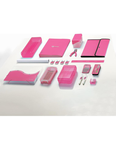 Perforadora de 3 Agujeros Enday Rosa, Capacidad 5 Hojas