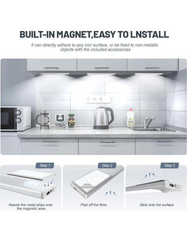 Paquete de 6 luces LED bajo gabinete AVEVA con sensor de movimiento