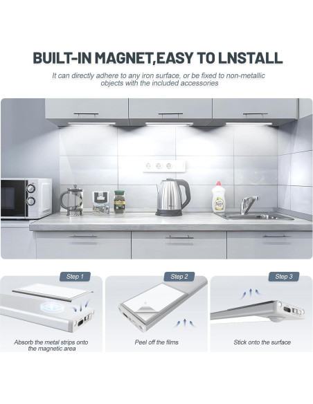 Paquete de 6 luces LED bajo gabinete AVEVA con sensor de movimiento Paquete de 6 luces LED bajo gabinete AVEVA con sensor de movimiento
