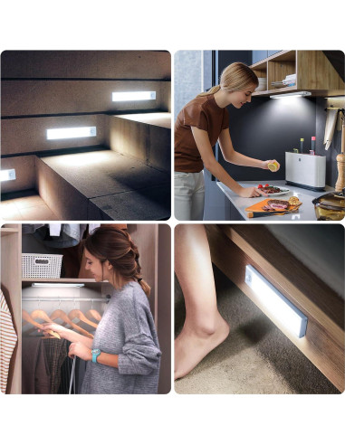 Paquete de 6 luces LED bajo gabinete AVEVA con sensor de movimiento