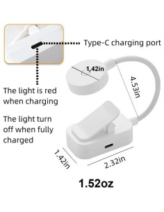 Paquete de 4 luces de lectura recargables Darlur con clip 2