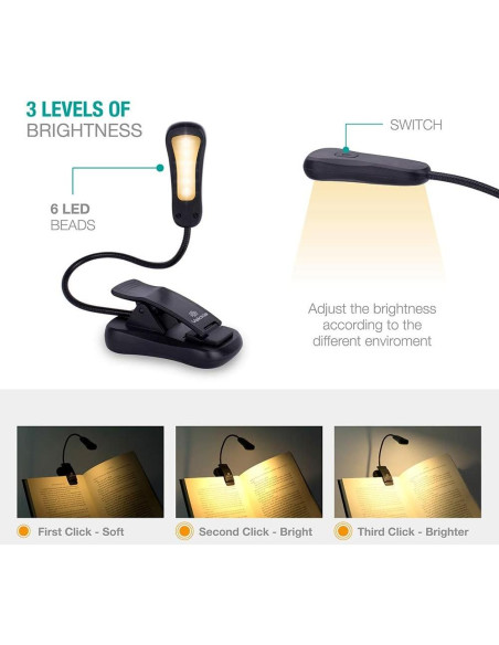 Luz de Lectura Vekkia BK-07 Recargable LED Cálido 60 Horas