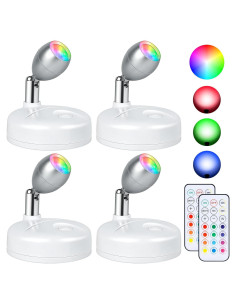 Paquete de 4 luces LED inalámbricas Destlife RGBW 13 colores