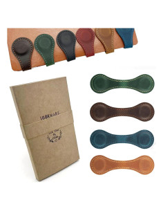 4 Marcadores Magnéticos de Cuero Vndawrd - Vintage, 10x3 cm