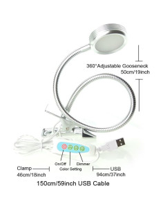 Lámpara de escritorio LED QUANS con clip y cuello ajustable 2