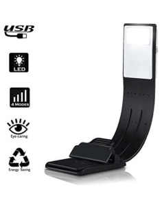 Luz de Libro LED Ytuomzi Recargable USB 4 Niveles Brillo 2