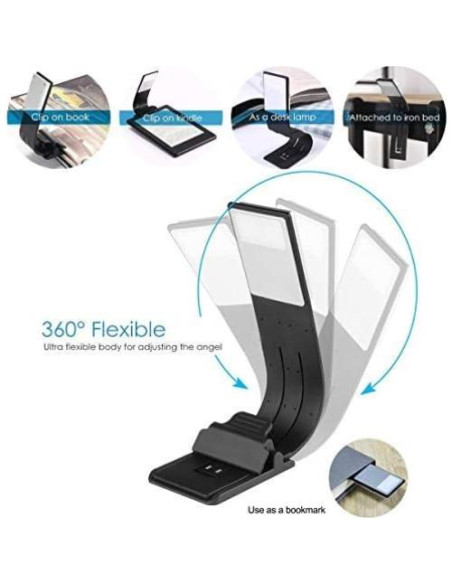 Luz de Libro LED Ytuomzi Recargable USB 4 Niveles Brillo