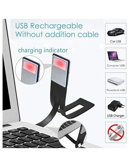 Luz de Libro LED Ytuomzi Recargable USB 4 Niveles Brillo