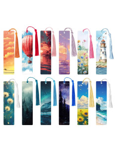 12 Marcadores de Papel DDLP con Borlas - Escenarios Naturales