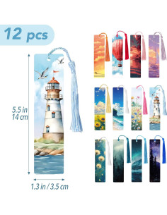 12 Marcadores de Papel DDLP con Borlas - Escenarios Naturales 2