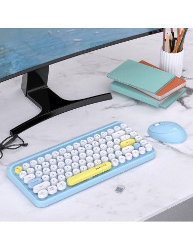 Teclado Inalámbrico KKT HD-01 Retro 84 Teclas Azul