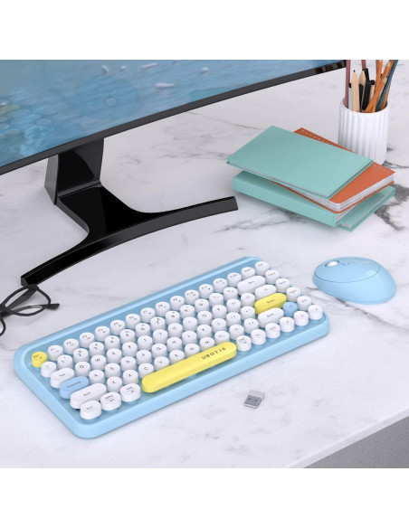 Teclado Inalámbrico KKT HD-01 Retro 84 Teclas Azul