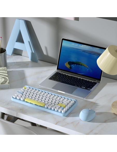 Teclado Inalámbrico KKT HD-01 Retro 84 Teclas Azul