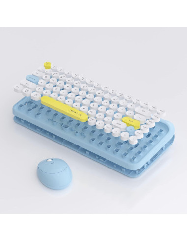 Teclado Inalámbrico KKT HD-01 Retro 84 Teclas Azul