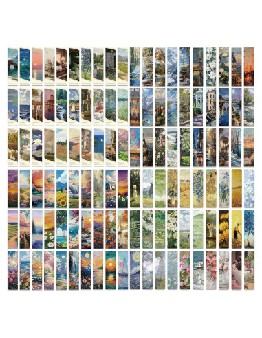 120 Marcadores de Página de Arte Van Gogh y Monet - Multicolor