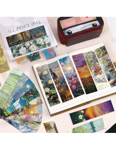 120 Marcadores de Página de Arte Van Gogh y Monet - Multicolor