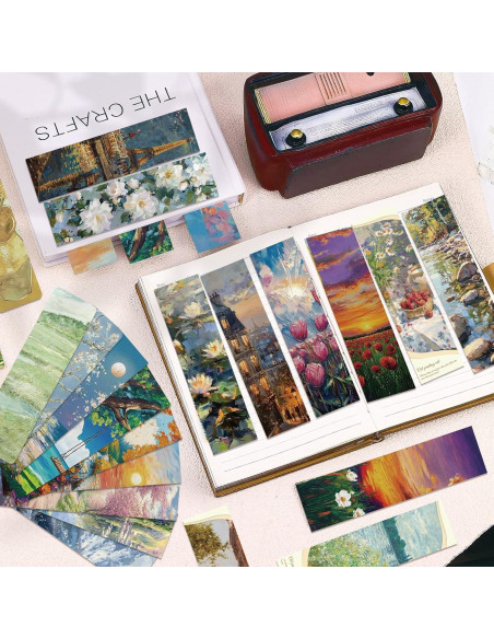 120 Marcadores de Página de Arte Van Gogh y Monet - Multicolor