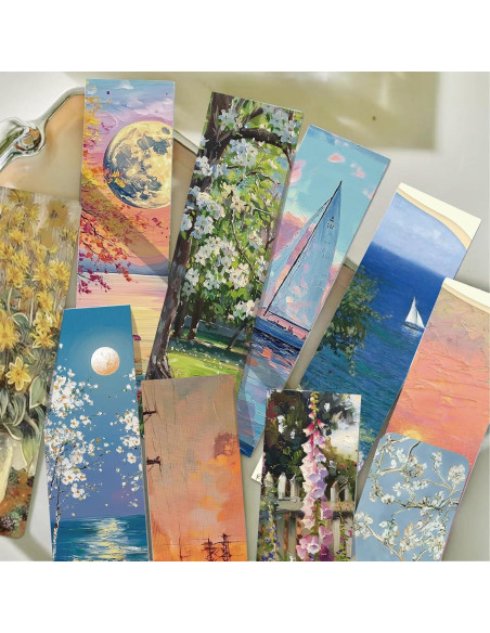 120 Marcadores de Página de Arte Van Gogh y Monet - Multicolor