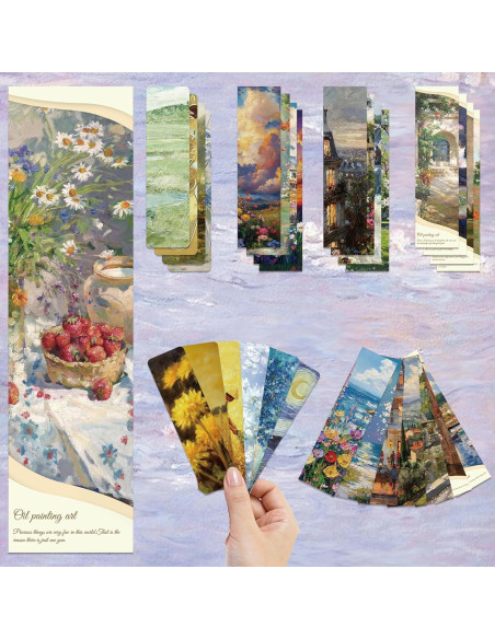 120 Marcadores de Página de Arte Van Gogh y Monet - Multicolor