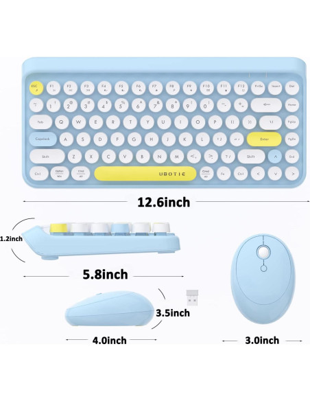 Teclado Inalámbrico KKT HD-01 Retro 84 Teclas Azul