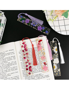 4 Marcadores de Flores Secas HLQHXWHZT con Borlas 14 cm 2