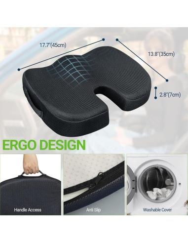 Cojín de Asiento de Gel Season Guard - Espuma Viscoelástica Negro