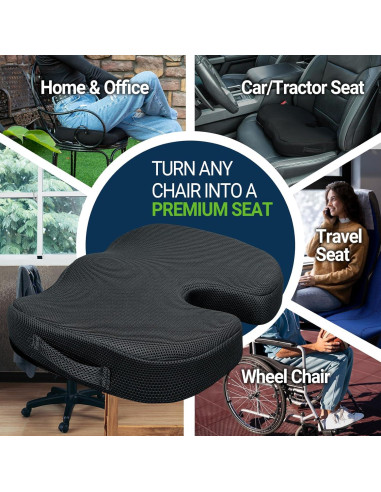 Cojín de Asiento de Gel Season Guard - Espuma Viscoelástica Negro