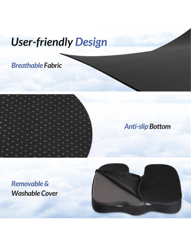 Cojín de Asiento ZIKEE Grande Espuma Viscoelástica 45.7x40.9cm