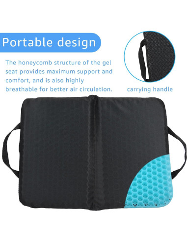 Cojín de Asiento Plegable Wllead Negro 36.8x26.9 cm Gel