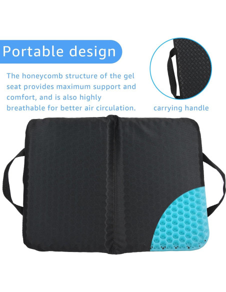 Cojín de Asiento Plegable Wllead Negro 36.8x26.9 cm Gel