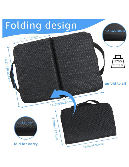 Cojín de Asiento Plegable Wllead Negro 36.8x26.9 cm Gel