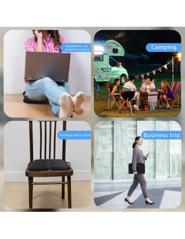 Cojín de Asiento Plegable Wllead Negro 36.8x26.9 cm Gel