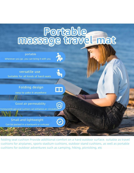 Cojín de Asiento Plegable Wllead Negro 36.8x26.9 cm Gel