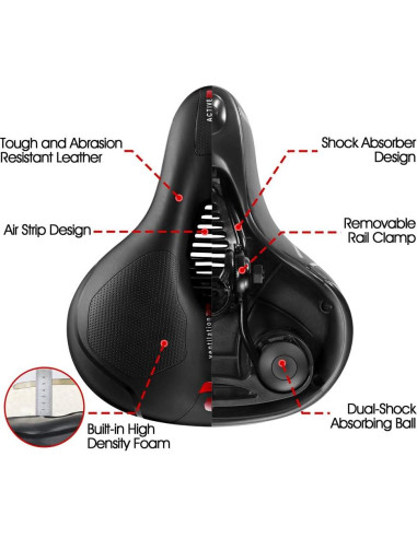 Cojín de Asiento de Bicicleta LCYMD Impermeable 24.6x20.3cm