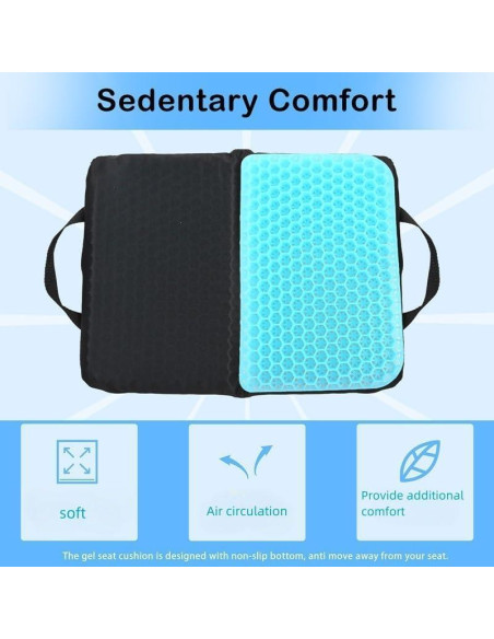 Cojín de Asiento Plegable Wllead Negro 36.8x26.9 cm Gel