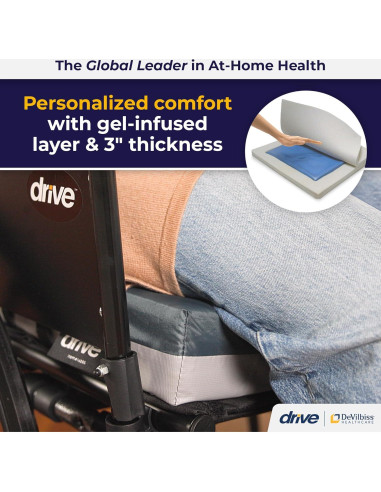 Cojín de Asiento de Gel Drive Medical 3" para Silla de Ruedas
