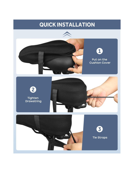 Funda de Asiento de Bicicleta MXMXK Acolchada Gel Negro