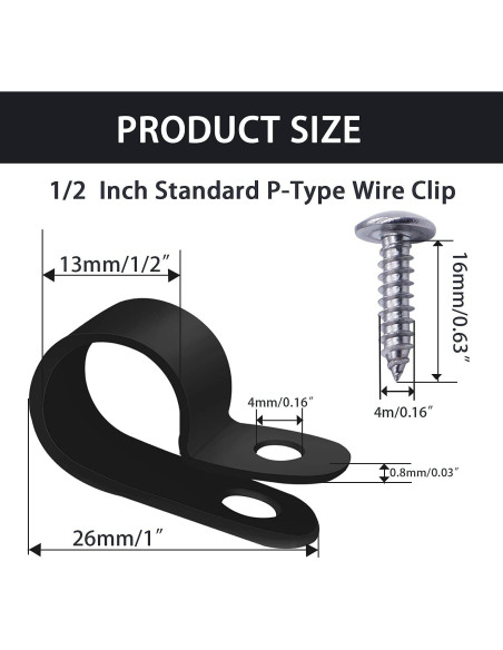 Clips de Montaje de Luz de Cuerda Mankk 50PCS 13mm Nylon