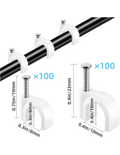 200 Clips de Cable TKYZMS 8mm/10mm para Gestión de Cables 2