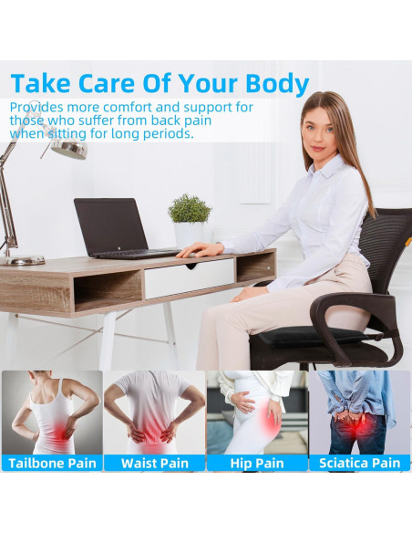 Cojín de Gel Portátil JINRUITOP 39.1x26.9cm Antideslizante Cojín de Gel Portátil JINRUITOP 39.1x26.9cm Antideslizante