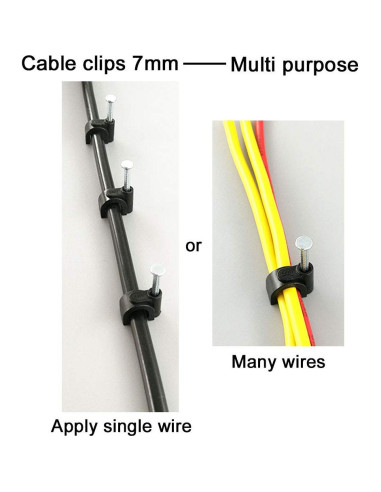 Clips de Cable Ethernet Cat6 HS - 200 Piezas 7mm Negros