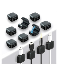 Paquete de 12 Clips Magnéticos Adhesivos para Cables Solvora