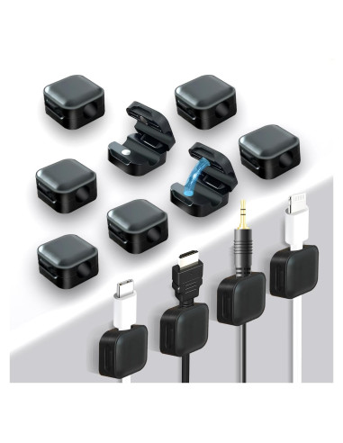 Paquete de 12 Clips Magnéticos Adhesivos para Cables Solvora