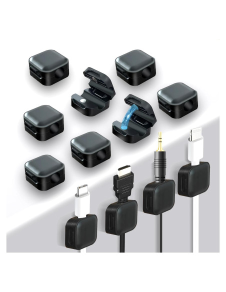 Paquete de 12 Clips Magnéticos Adhesivos para Cables Solvora