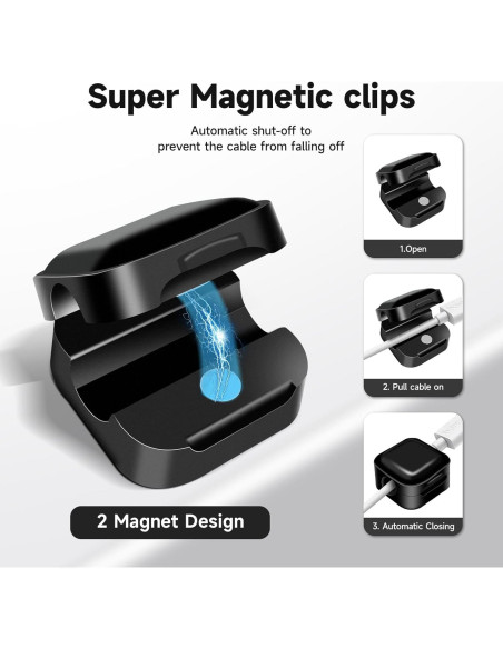Paquete de 12 Clips Magnéticos Adhesivos para Cables Solvora