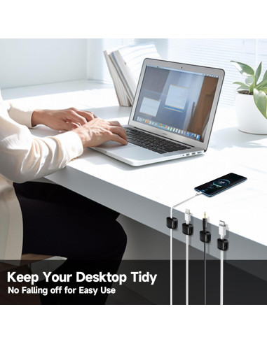 Paquete de 12 Clips Magnéticos Adhesivos para Cables Solvora