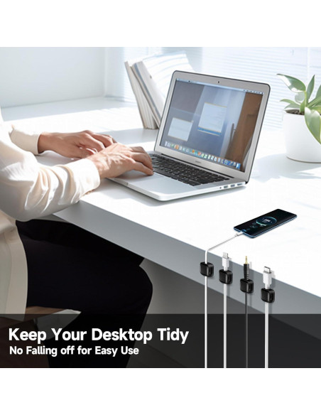 Paquete de 12 Clips Magnéticos Adhesivos para Cables Solvora