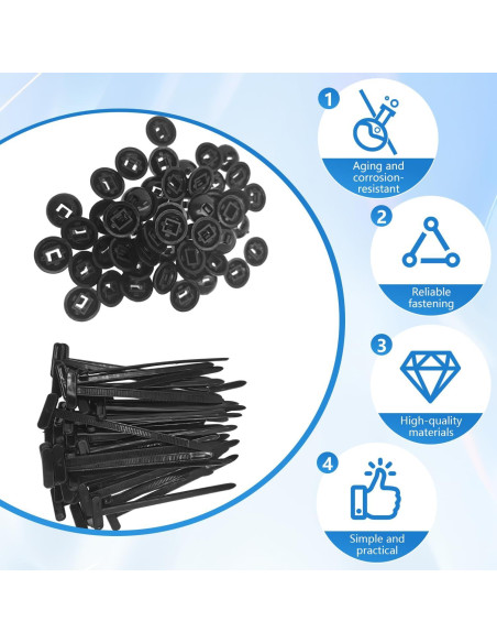 100 Hebillas de Correa de Cable Nylon Enterlent 9cm Automáticas